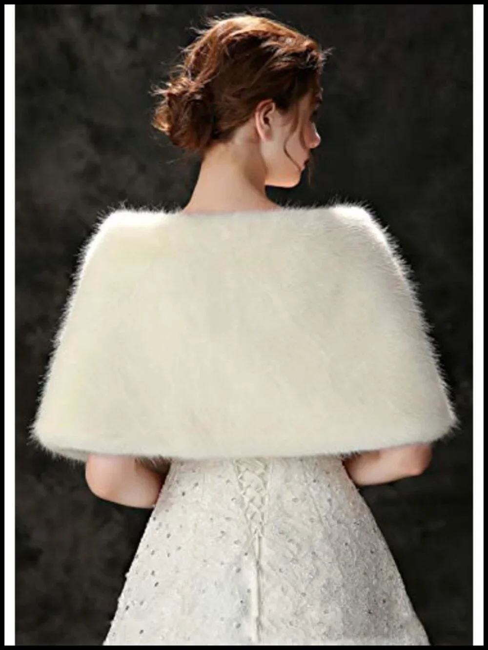 Faux Fur Wrap Wedding Stole with Brooch Evening Shrug Cape